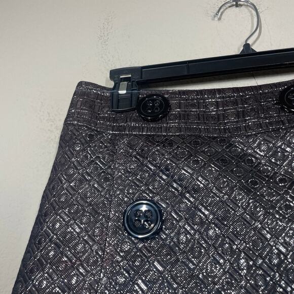 Express Design Studio Womens 4 Mini Skirt Gunmetal Black Metallic Button Trim - Picture 3 of 8